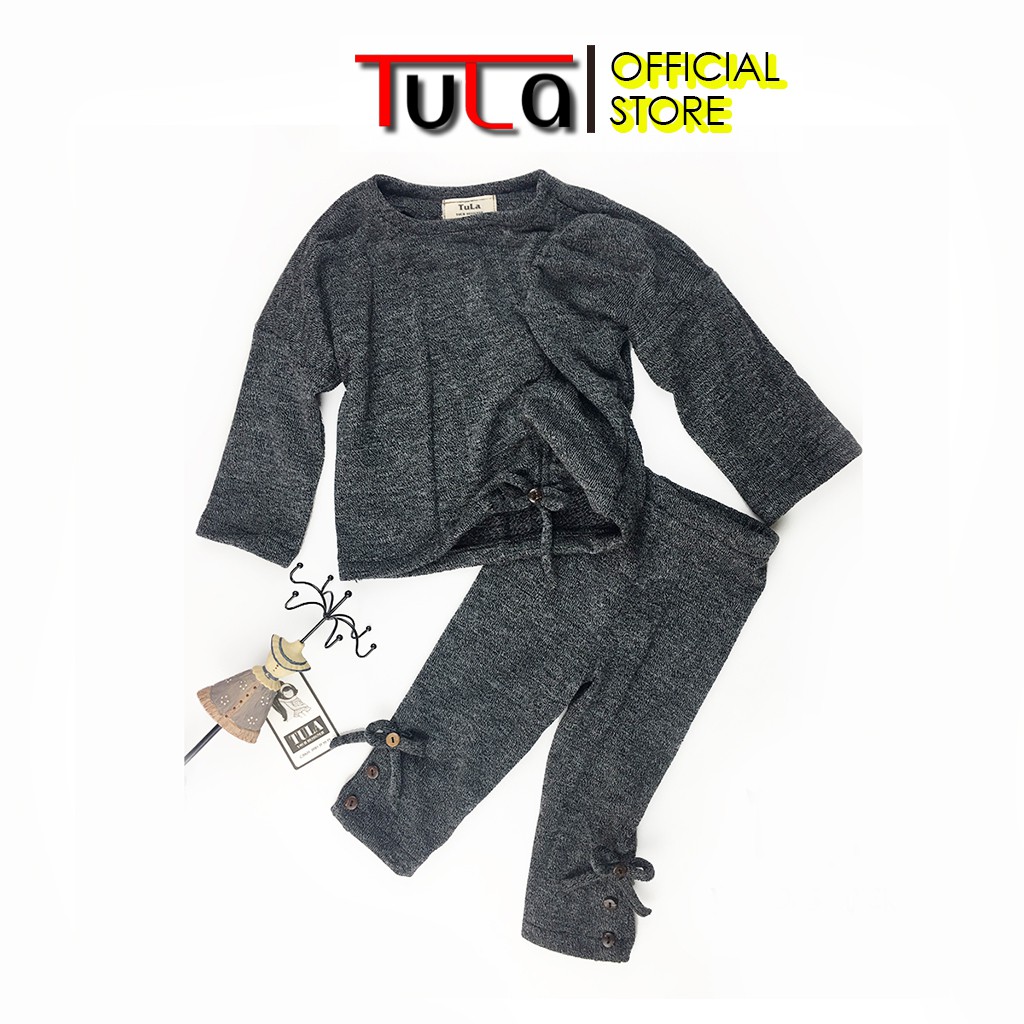 Bộ quần áo thu đông thiết kế cho bé gái vải len Hàn Quốc cao cấp