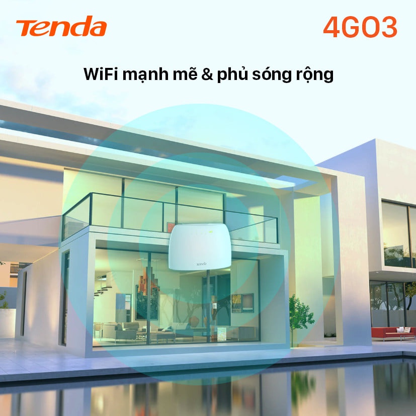 Bộ Phát Wifi 4G Tenda 4G03 Chuẩn N300 dùng Sim 4G - Hàng Chuyên Dụng Hỗ Trợ 32 User Kết Nối