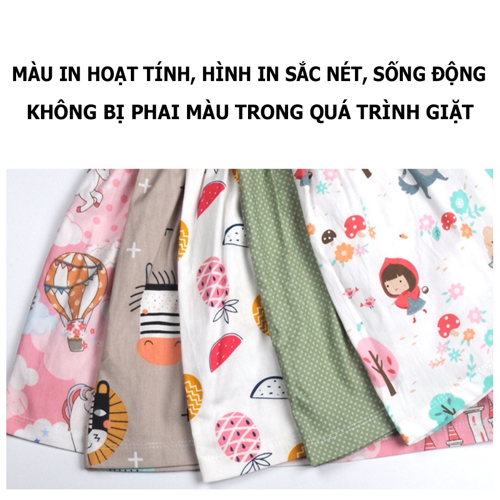 Váy đầm bé gái LAKUDO chất cotton thoáng mát đẹp họa tiết động vật phong cách Hàn Quốc
