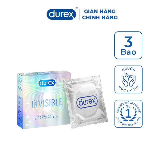 [SHOP MỚI BÁN GIÁ GỐC][CHÍNH HÃNG] Bao cao su Durex Invisible Extra Thin Extra Sensitive 3 bao