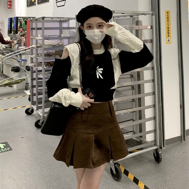 Áo sweater PERTY dệt kim thiết kế mới phong cách Hàn Quốc độc đáo thời trang