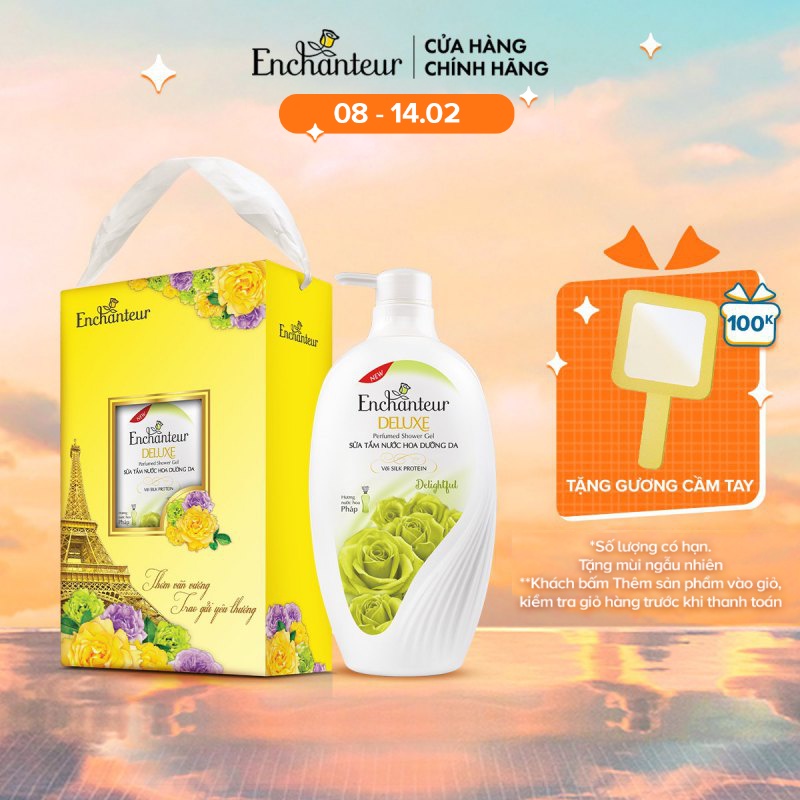 [Hộp quà] Sữa tắm nước hoa dưỡng da Enchanteur Delightful 650gr