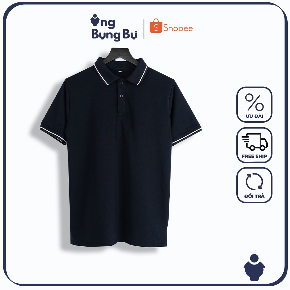 Áo Thun Polo Nam Cổ 1 Viền Vải Poly Slimfit, thoáng mát tinh tế, có cổ CV1M-BN-ĐEN