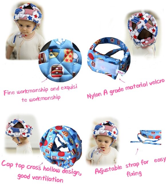 Mũ bảo hiểm có miếng đệm bảo vệ đầu an toàn chống ngã cho bé tập đi