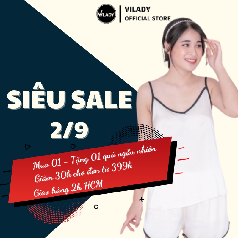 Đồ Ngủ Nữ 2 Dây Vilady Chất Lụa Pháp Mềm Mại Thấm Hút Mồ Hôi Không Nhăn Không Xù 4 Màu Thời Trang