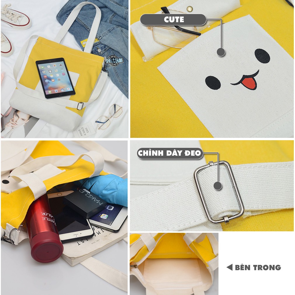 Túi Tote Đeo Chéo Mặt Pet Cười Xinh Xắn M630