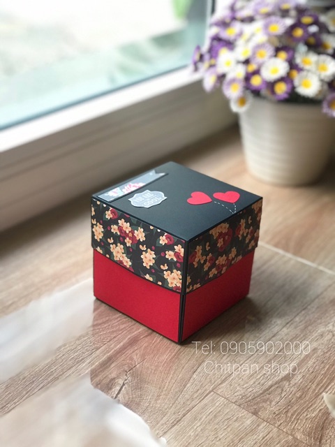 Hộp quà love box 10cm màu đỏ