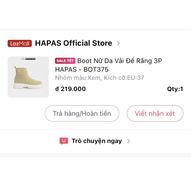 Boot nữ da vải đế răng 3p HAPAS