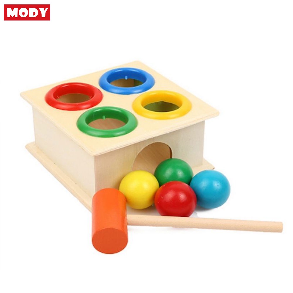 Đồ chơi gỗ hộp đập bóng tròn trơn rèn luyện phản xạ và phát triển vận động Mody M8040