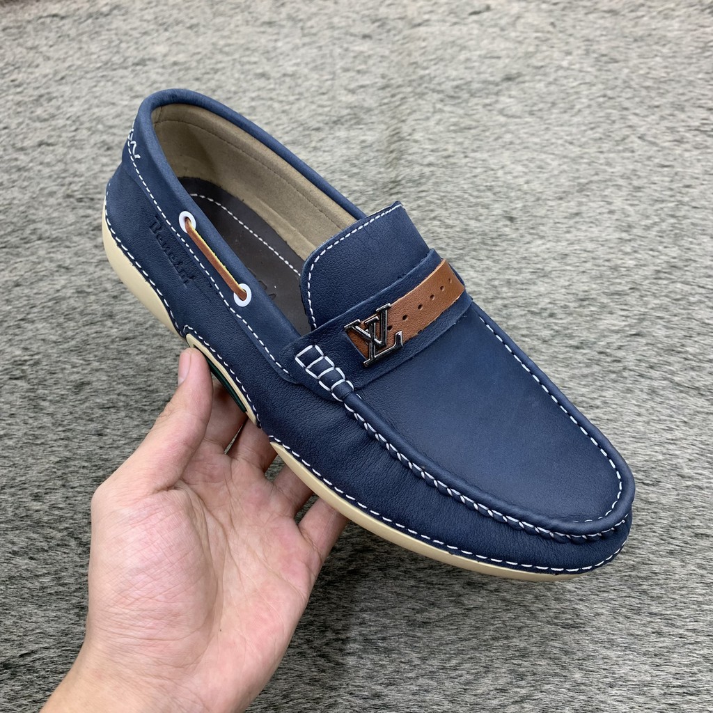 Giầy lười nam da bò đế khâu băng LV thiết kế thời trang nam tính