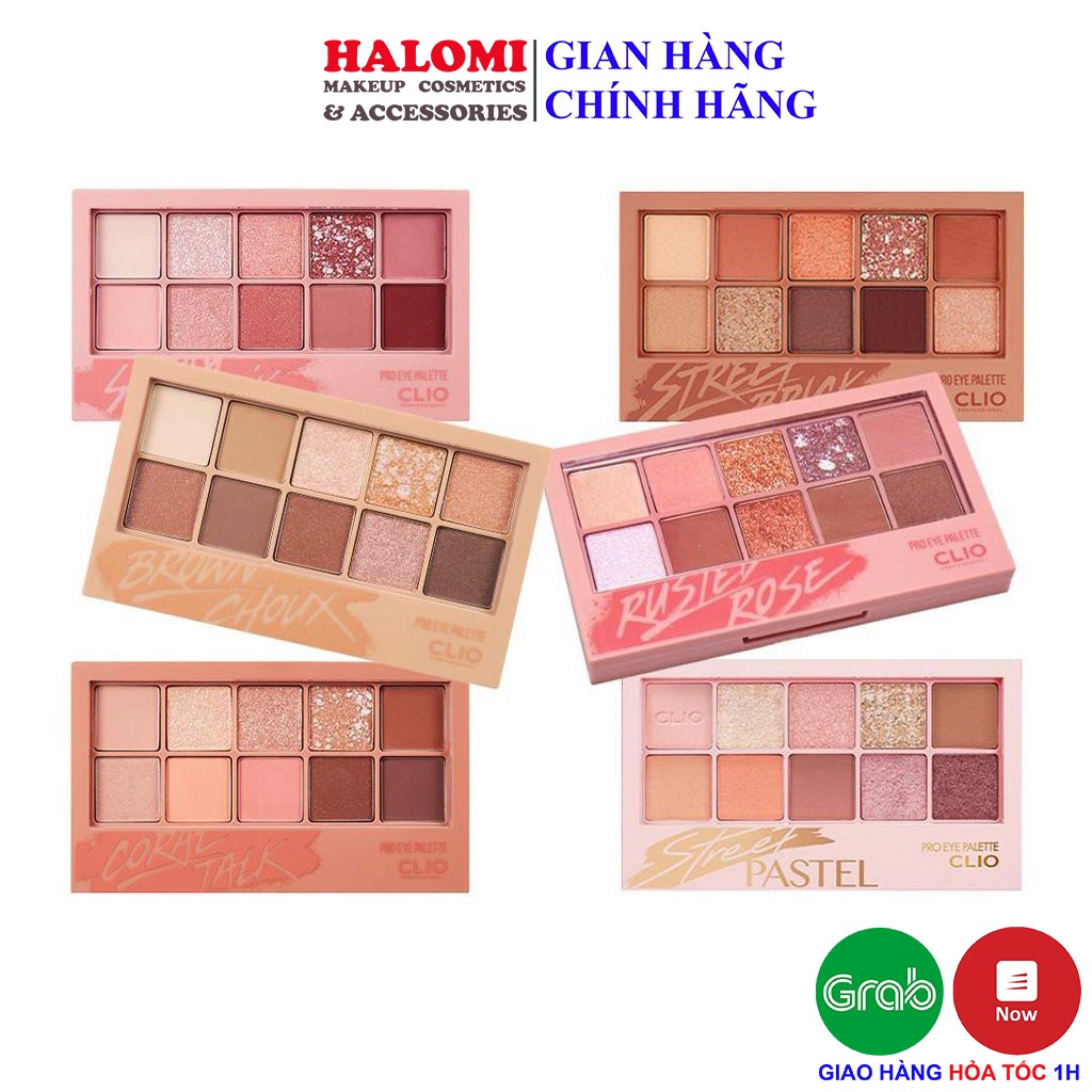 Bảng phấn mắt Clio Pro Eye Palette 10 mắt lì nhũ xinh, bám màu siêu tốt chính hãng Halomi