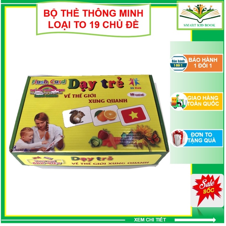Bộ thẻ học thông minh loại to, 19 chủ đề, 282 thẻ
