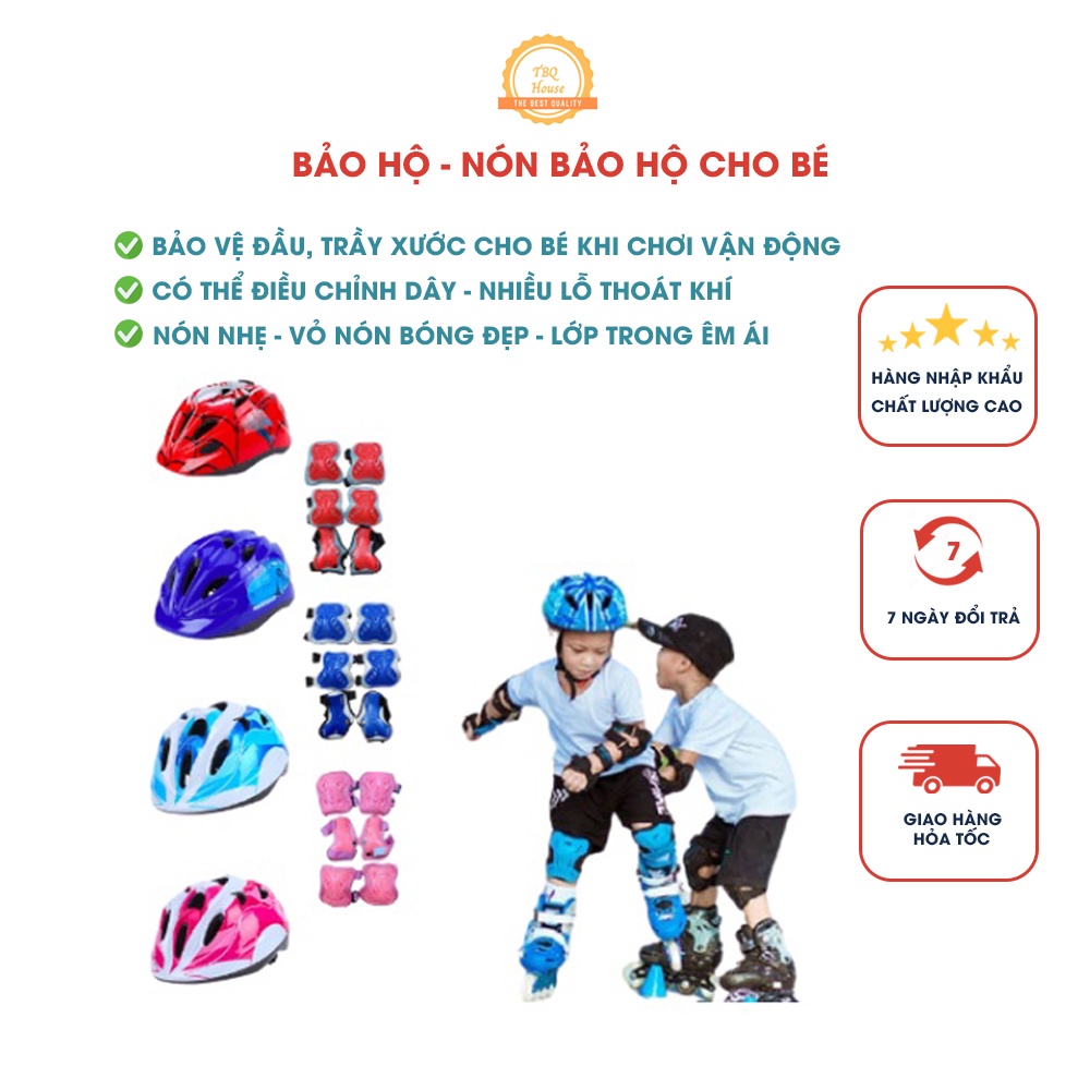 Bộ Bảo Hộ Tay Chân Và Nón Bảo Hiểm Cho Bé Chơi Patin, Xe Đạp, Scooter - BBH