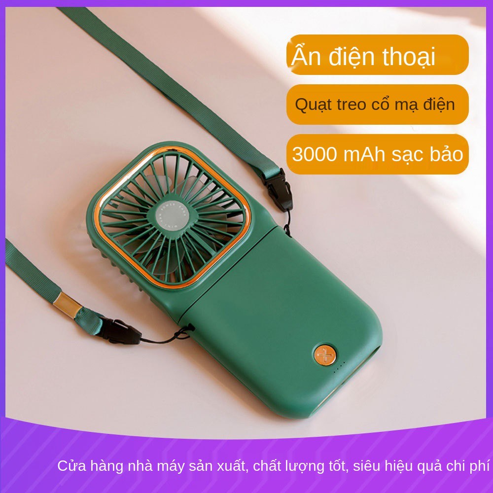 ☎✒Quạt gấp usb đa năng dự phòng điện giá đỡ thoại di động treo cổ mini để bàn cầm tay