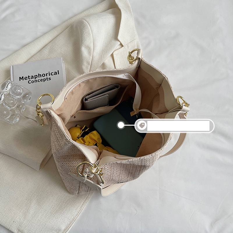 Túi đeo vai IELGY đan sợi cỡ lớn thời trang cho nữ