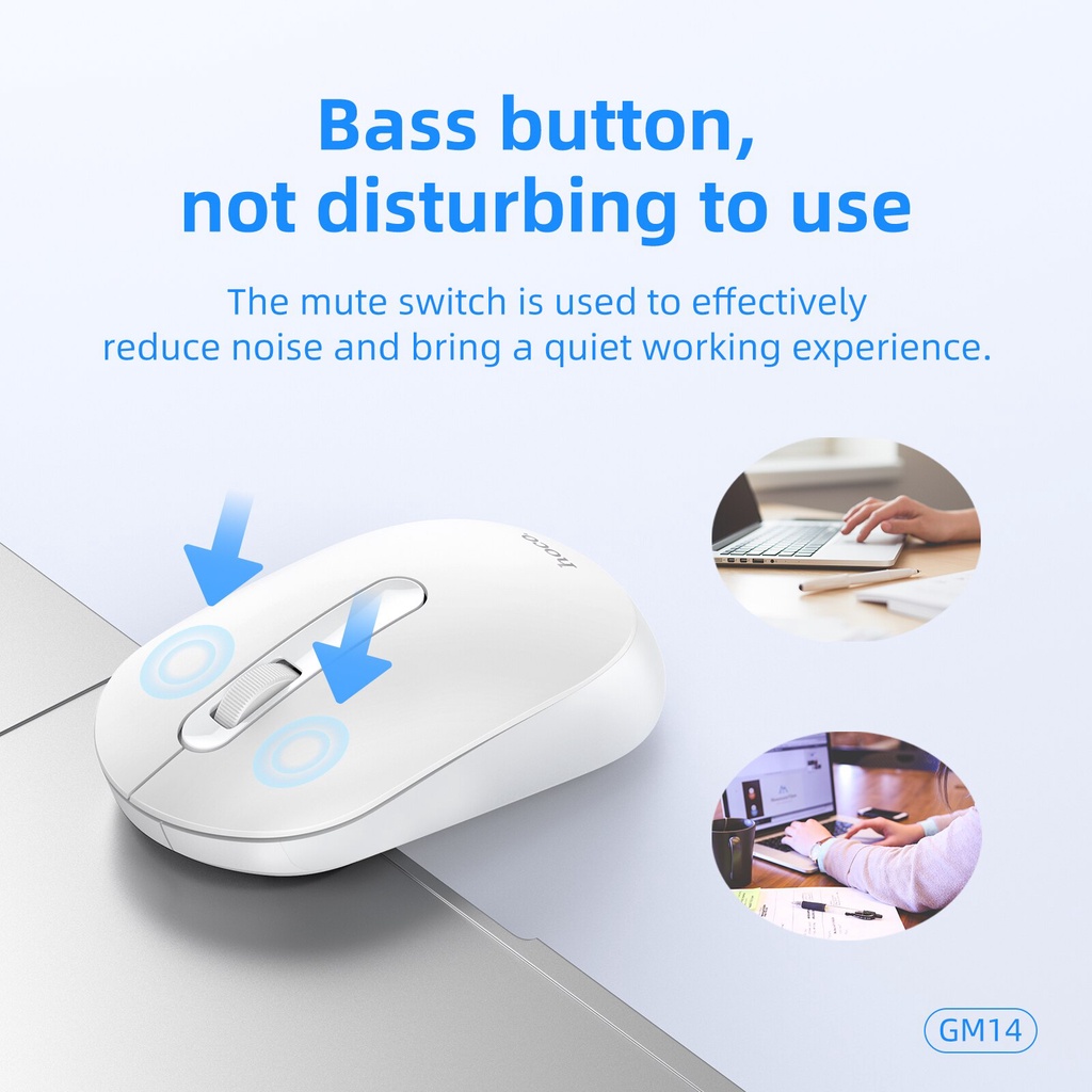 Chuột Không Dây Hoco GM14 Portable Wireless Mouse 1200 DPI  2.4GHz For PC Computer/Laptop - Bảo Hành 12 Tháng