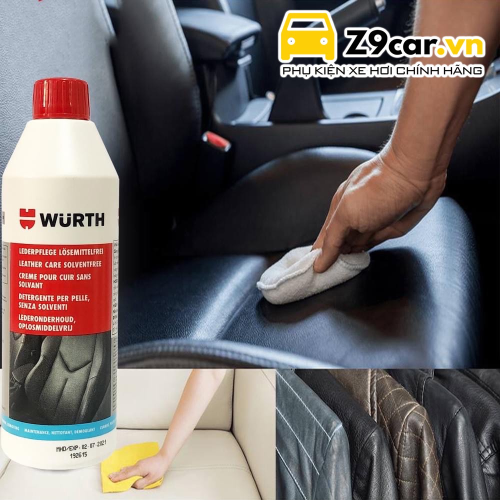 Dưỡng da nội thất ô tô Wurth Leather Care PHIÊN BẢN MỚI 2022 [CHÍNH HÃNG]  - Dùng được cả cho giày, túi xách, áo da, sof