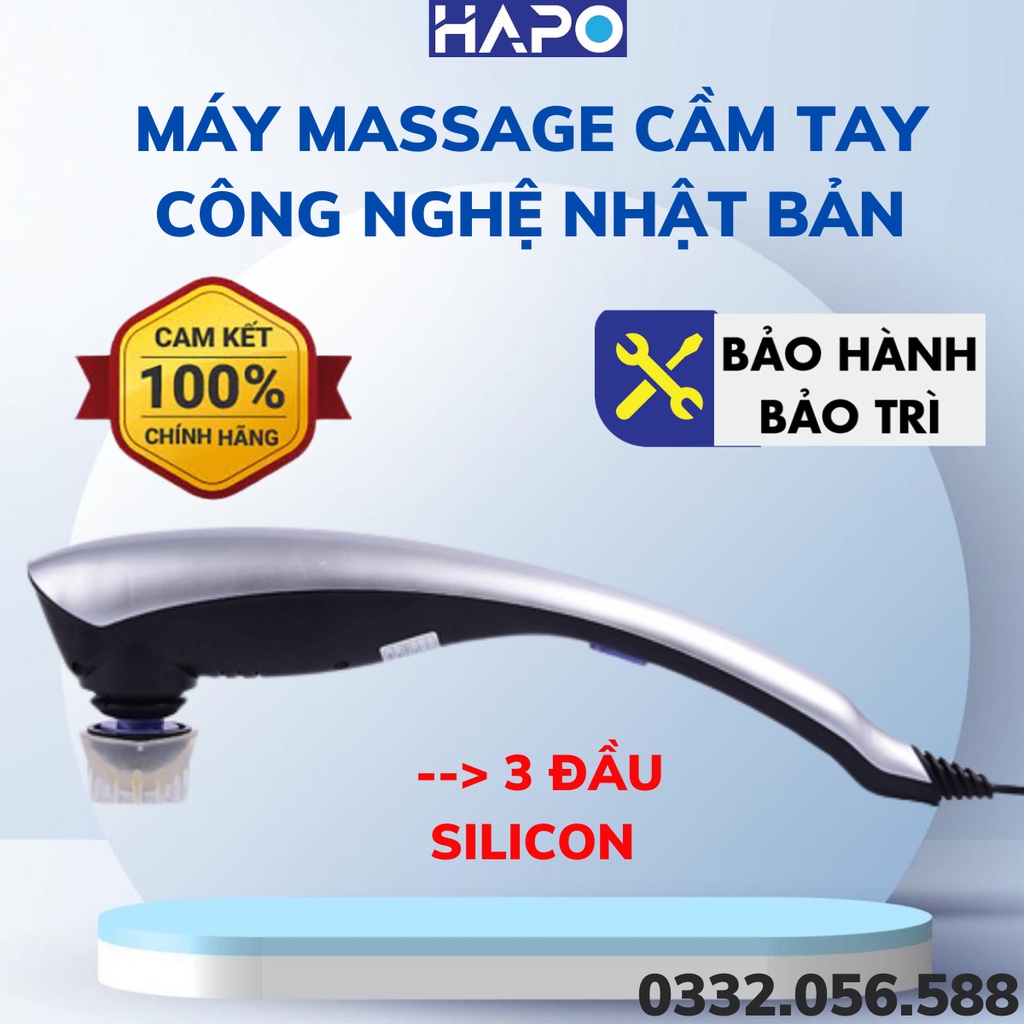 Máy Massage cầm tay Công Nghệ Nhật Bản, Máy Mát xa toàn thân, Matxa với 3 đầu silicon êm ái