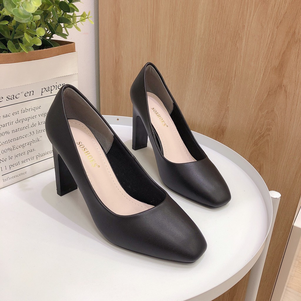 GIÀY CAO GÓT NỮ S O SHOES GÓT DẸT THỜI TRANG CAO 9 CM