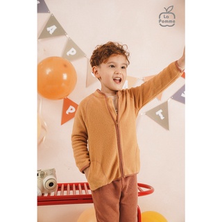 C029-a áo khoác viền nâu la pomme - vàng