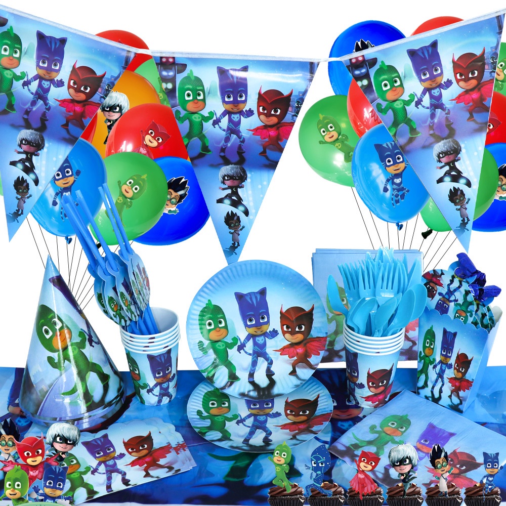 Pj Masks Bộ Phụ Kiện Trang Trí Bánh Kem Dùng Một Lần Tiện Dụng