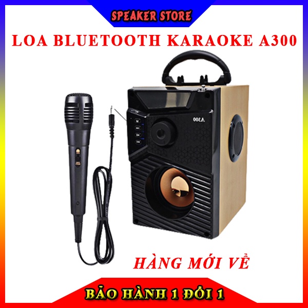 Loa bluetooth A300 mini karaoke mới công suất lớn không dây có mic âm thanh siêu hay bass khỏe Bảo hành 1 đổi 1 3 tháng