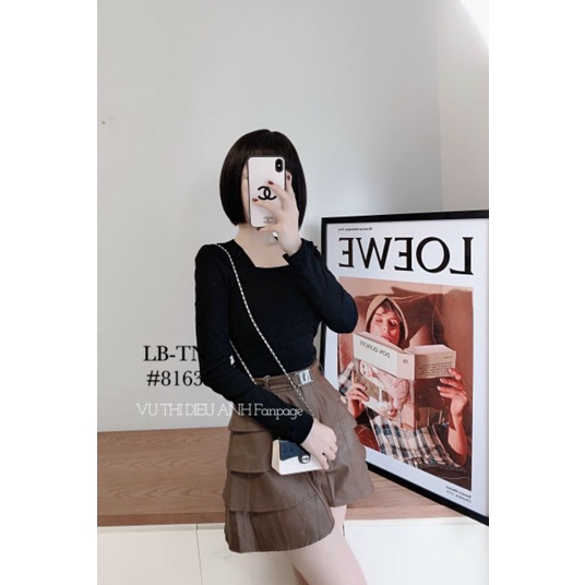 Quần sóc giả váy tầng kèm đai siêu chất