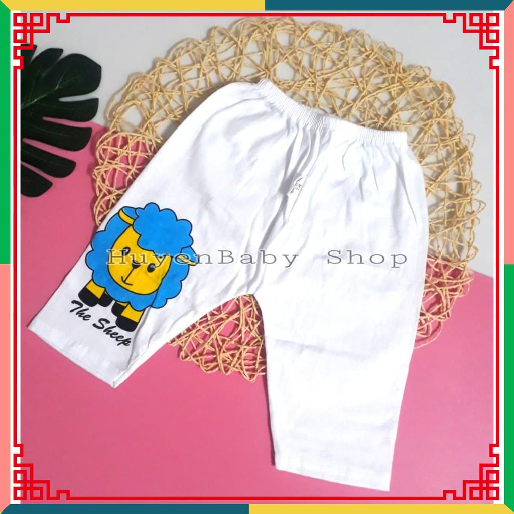 (Sale off) Quần dài sơ sinh Bosini màu trắng in hình cho bé từ sơ sinh đến 11,5kg loại đẹp