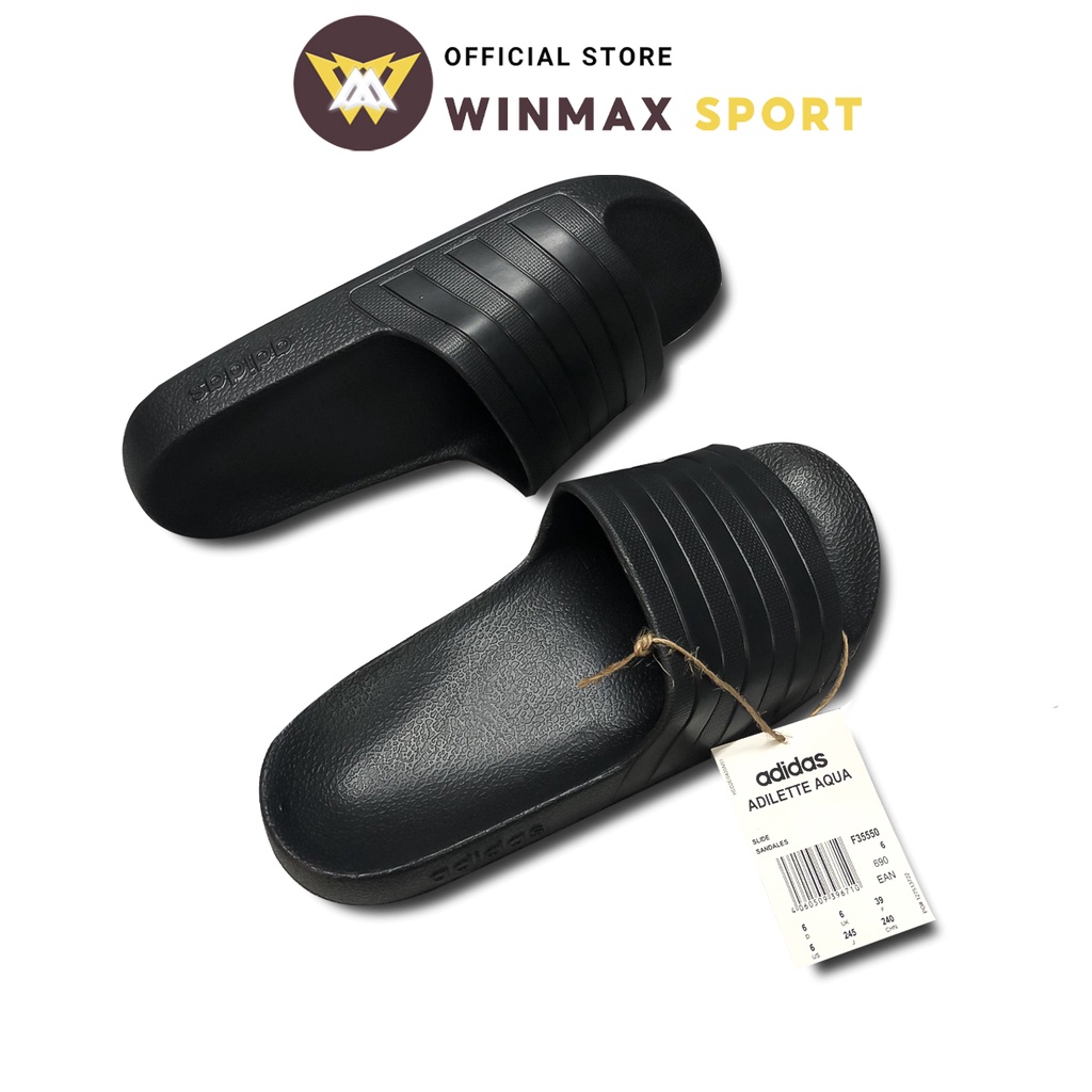 Dép Đúc Quai Ngang ADILETTE AQUA DAS, Phối Màu Đen Line Đen Chất Liệu E.V.A, Thời Trang Thể Thao WinMax Sport