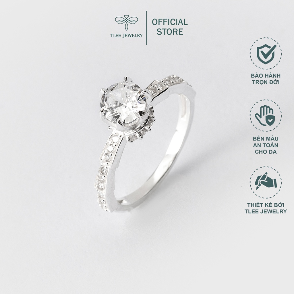 Nhẫn bạc nữ TLEE ổ đá cao viền đá thân đốt trúc sang trọng TleeJewelry A0201