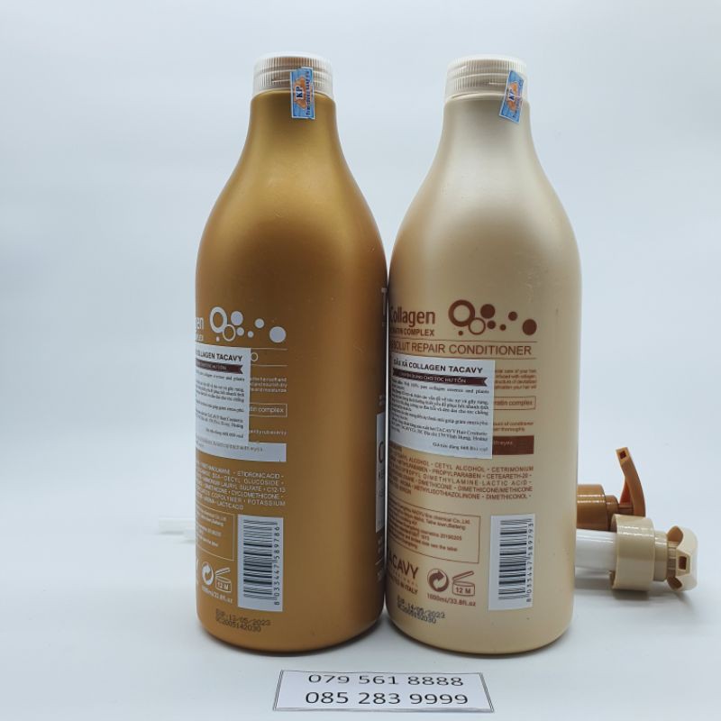 Dầu Gội collagen phục hồi tái tạo biểu bì tóc, chống gẫy rụng hỗ trợ mọc tóc cặp dầu gội TACAVY COLLAGEN 1000ml | BigBuy360 - bigbuy360.vn