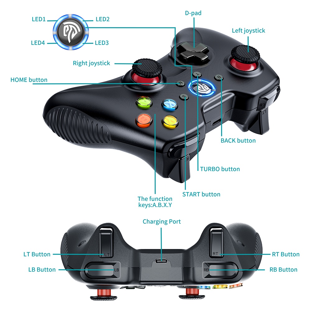 Tay cầm chơi game không dây EASYSMX KC-8236 2.4G có phụ kiện cho PS3 máy tính bàn điện thoại máy tính bảng TV box