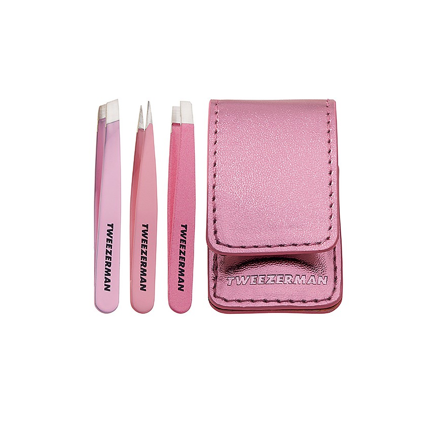 Tweezerman - Set 3 Cây Nhíp Mini Kèm Túi Tweezerman Micro Mini Tweezer Set