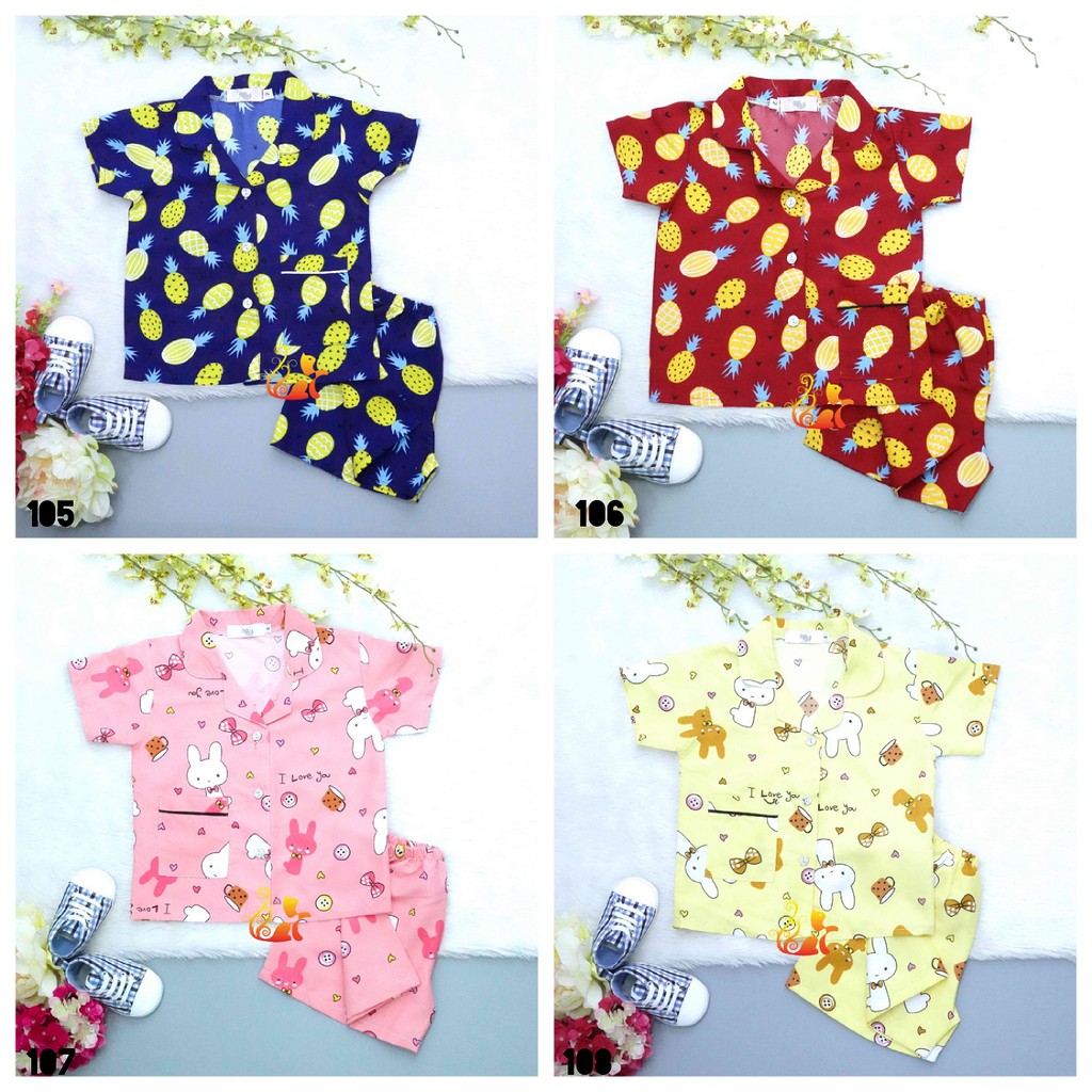 Size số 4 - Đồ Bộ Mặc Nhà &quot;Quần Đùi&quot; Pijama Kate Thái - Cho Bé 13 - 17kg. Từ 2 tuổi - 4 tuổi(Phần 6)