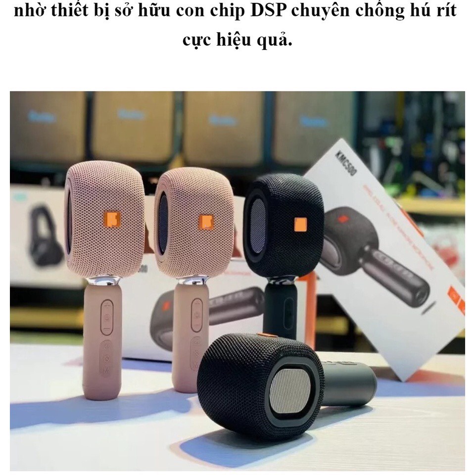 Micro Karaoke KMC500 Kiêm Loa Bluetooth Kiểu Dáng Đẹp Âm Thanh Ấn Tượng Nhỏ Gọn Tích Hợp Pin Sạc.