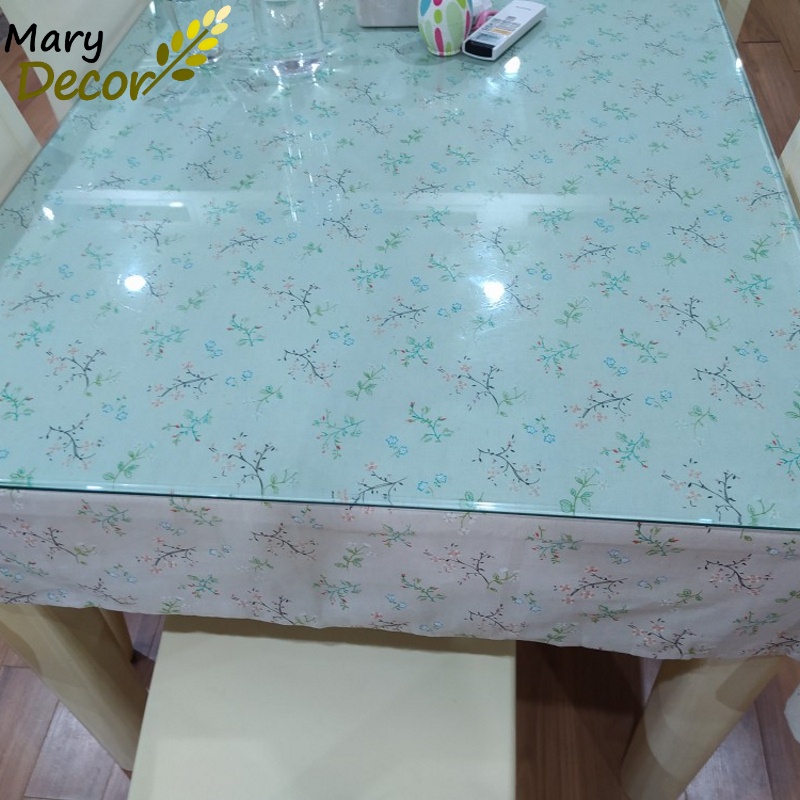 Khăn trải bàn vintage Mary Decor Quà tặng, trang trí bằng vải bố linen đẹp - họa tiết Dây hoa nhí - KB-G03