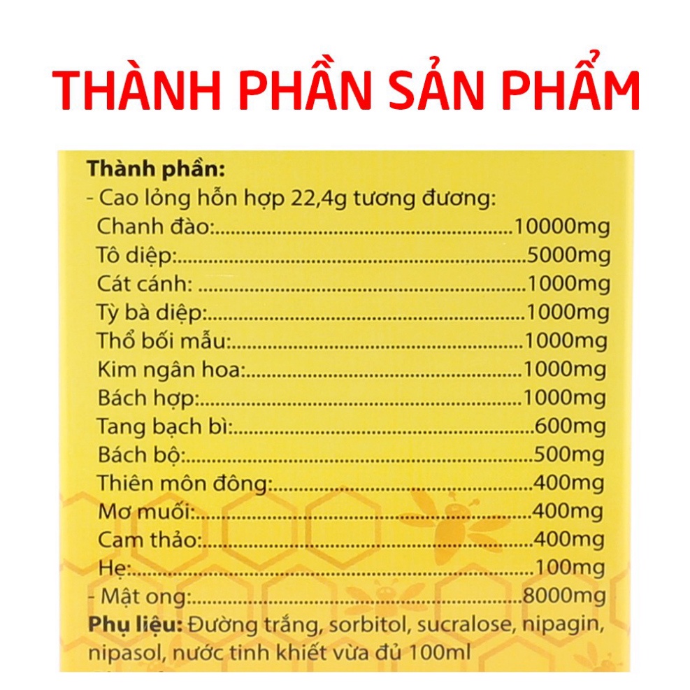 Siro ho Mật Ong chanh đào HD giảm ho, giảm đờm cho bé từ 1 tuổi - Chai vàng 100ml