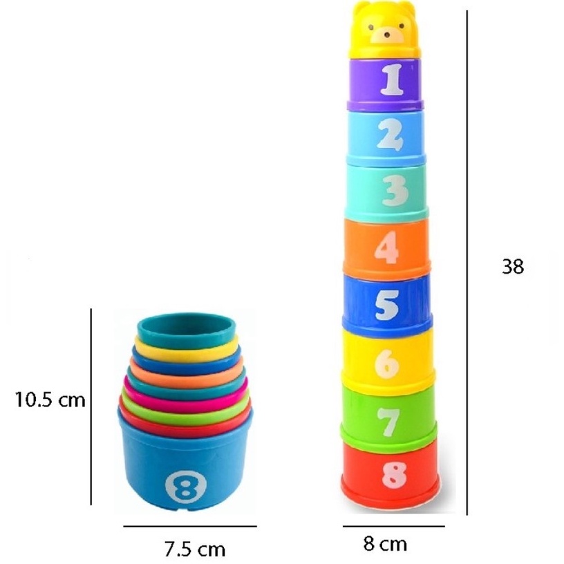 Bộ đồ chơi cốc xếp hình ZHAN QI TOYS thiết kế 9 trong 1 dạy học cho bé theo phương pháp
