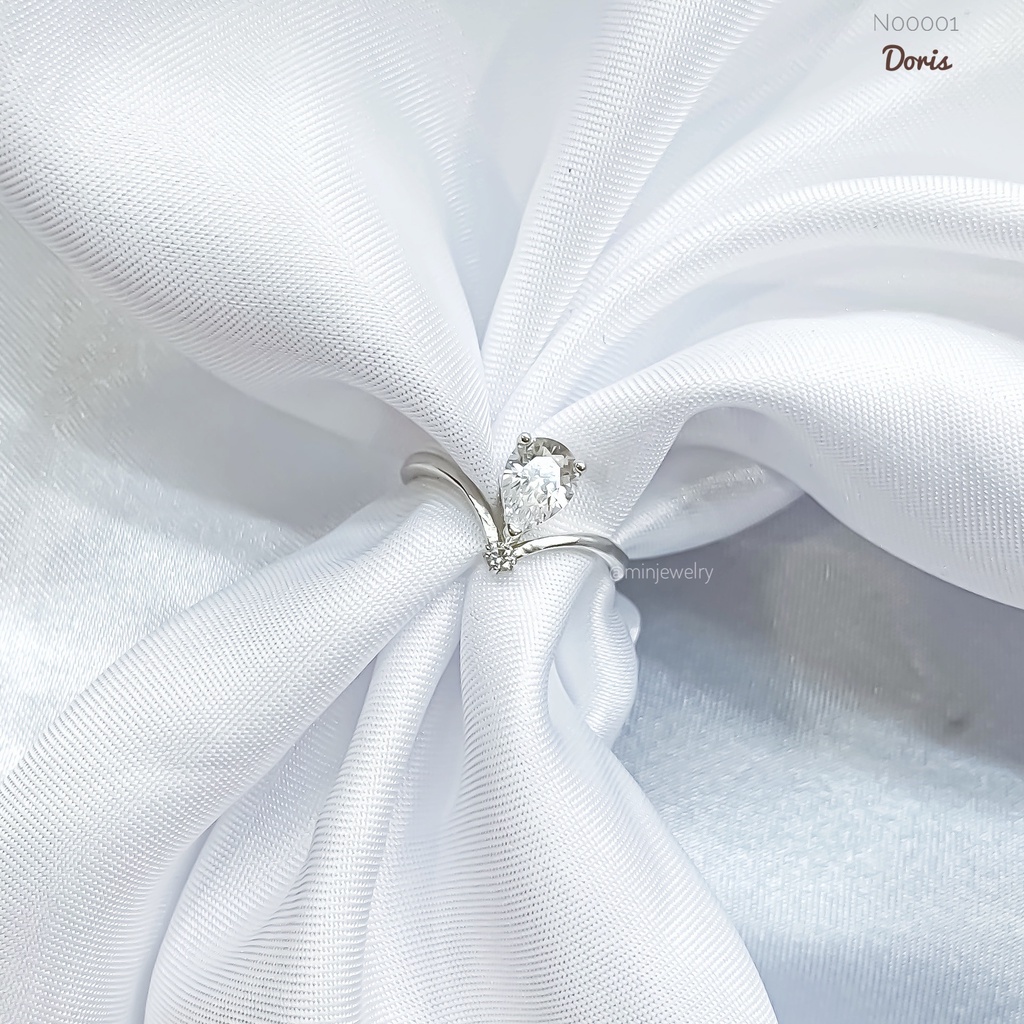 Nhẫn bạc nữ gắn đá pha lê hình giọt nước Doris 💧Nhẫn bạc 925 cao cấp 💧MIN1907