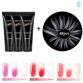 (Hàng Mới Về) Bộ Gồm Gel Sơn Móng Tay 3 Màu Và 48 Khuôn Tạo Mẫu Trang Trí Móng Tay