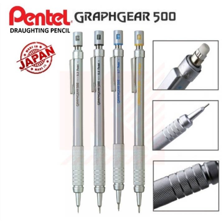Bút chì cơ Pentel Graphgear500 0,3 0,5 0,7 09 mm.