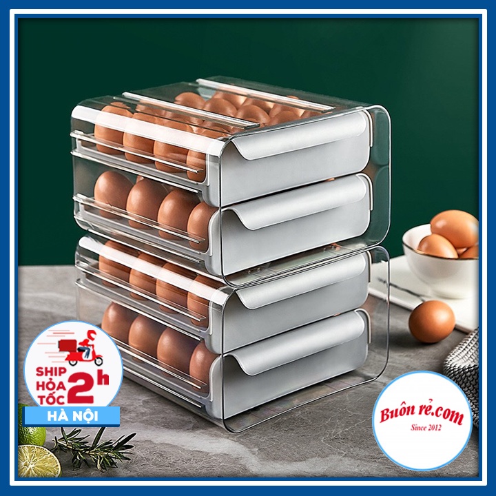 Khay đựng trứng 2 tầng 32 quả ngăn kéo thông minh - Hộp đựng trứng 2 tầng tiết kiệm không gian Br 01663