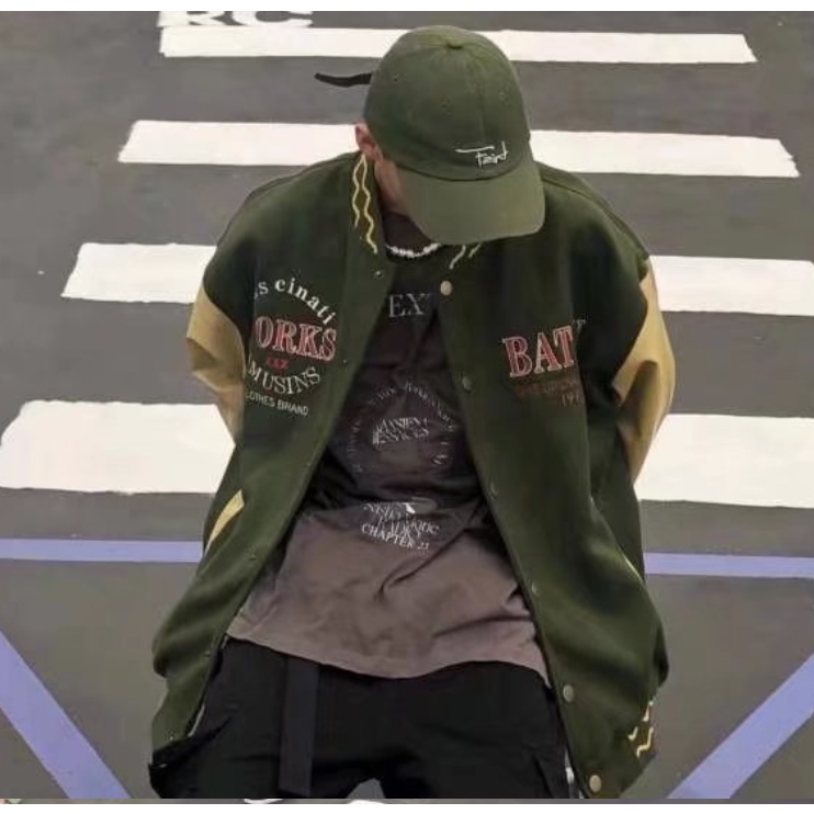 Áo Khoác Bóng Chày Nam Nữ Thêu Chữ Cái