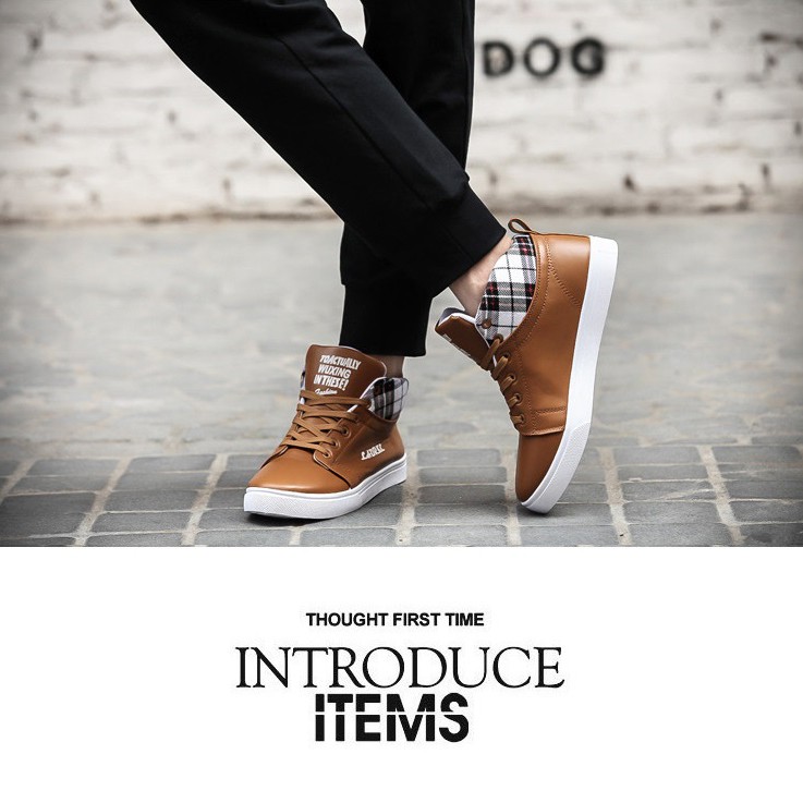 Giày Sneaker Nam Cổ Cao Ladrke Màu Nâu | BigBuy360 - bigbuy360.vn