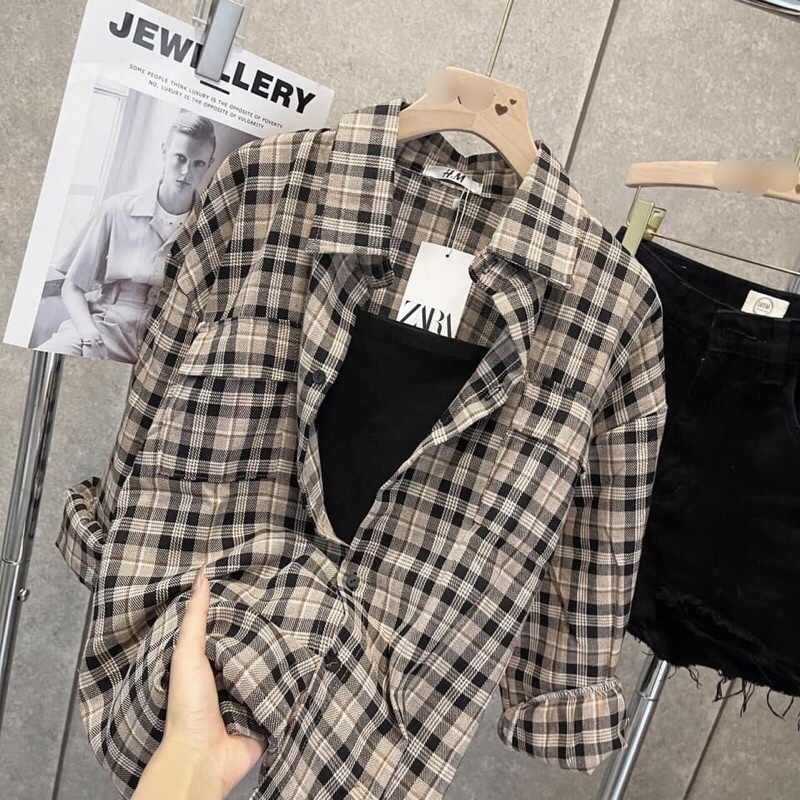 ÁO SƠ MI KẺ MÀU SANG