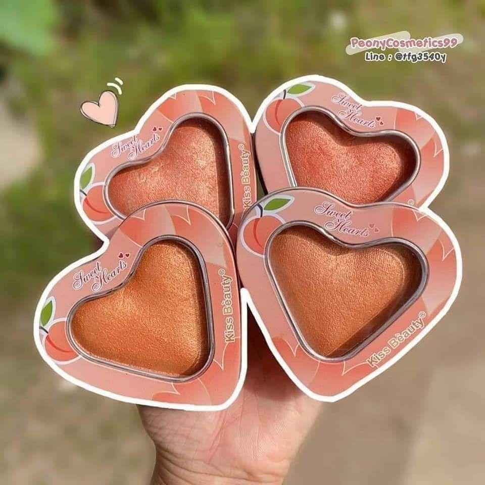 Phấn Má Tone Cam Nhũ Kiss Beauty Sweet Heart Blush Trái Tim Hộp Thiếc No.83155 | BigBuy360 - bigbuy360.vn