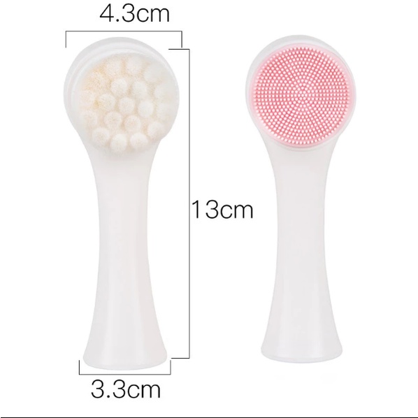 Cây Cọ Rửa Mặt Massage Mặt 2 Đầu Tiện Lợi - Cầm Tay Thân Dài, Cọ Rửa Mặt Chuyên Dụng Lông Mềm Rửa Mặt Tạo Bọt