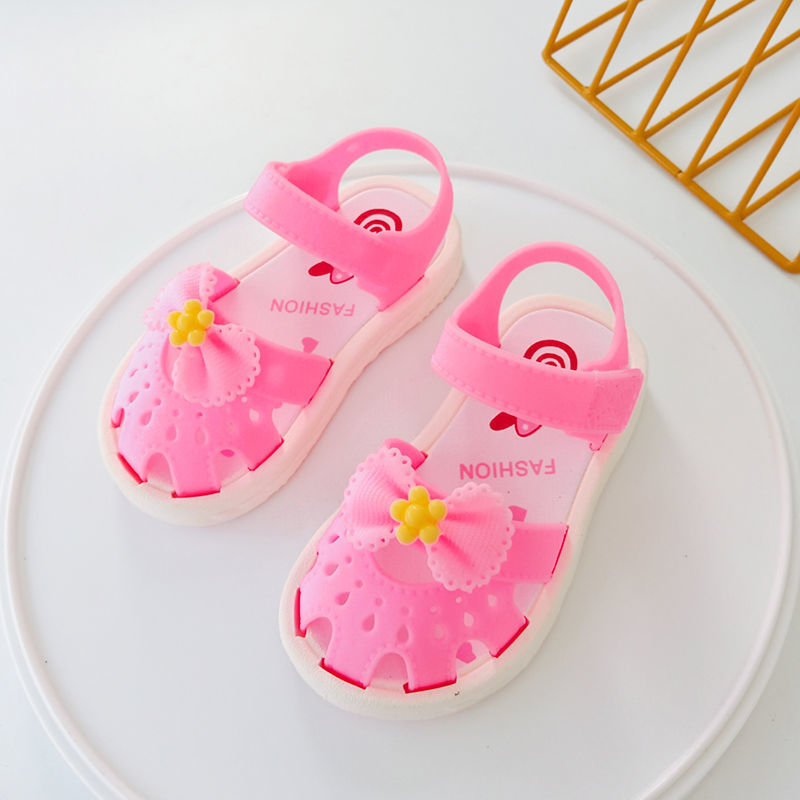 【Nghe được】Cô gái sandals công chúa mềm mềm chống trượt, ảo thuật dán nơ hoa hoạt hình dép PAPAYA