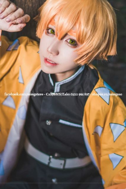 Set COSPLAY nhân vật Agatsuma Zenitsu trong Anime Thanh gươm diệt quỷ Kimetsu Yaiba Zenitsu