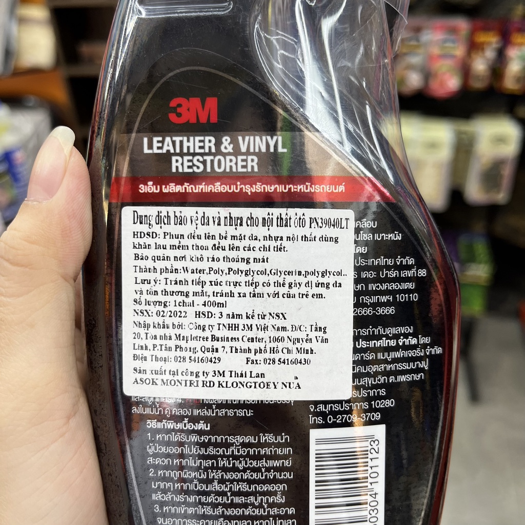 Chai Xịt Dưỡng Da Và Vệ Sinh Nội Thất Ô Tô , Taplo 3M Leather & Vinyl 400ML PN39040LT